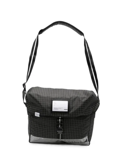 Neighborhood Grid-pattern Messenger Bag In Black