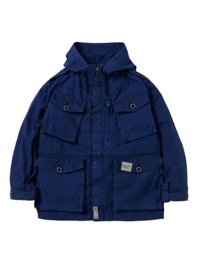 Neighborhood Hooded Multipocket Jacket In Blue