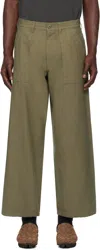 Neighborhood Khaki Wide Baker Trousers In Green