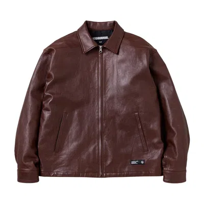 Pre-owned Neighborhood Leather Zip Work Jacket 'brown' | Men's Size L