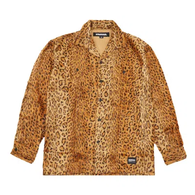 Pre-owned Neighborhood Leopard Fur Long-sleeve Shirt 'orange' In Multi-color