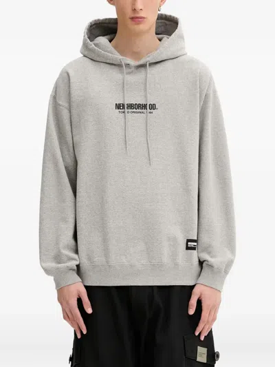Neighborhood Logo-appliqué Hoodie In Gray