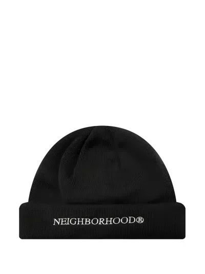 Neighborhood Logo-embroidered Beanie In Black