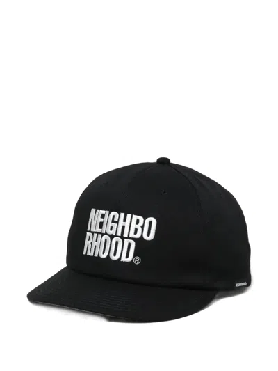 Neighborhood Logo Embroidered Cap In Black