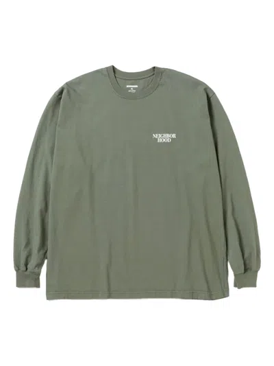 Neighborhood Logo-embroidered Long-sleeve T-shirt In Green