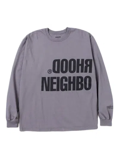 Neighborhood Logo-lettering Long-sleeve T-shirt In Gray