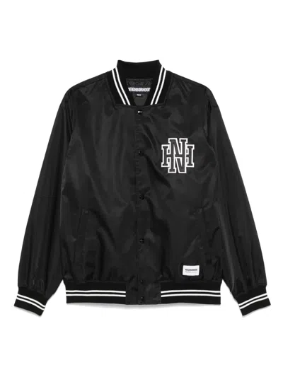 Neighborhood Logo-patch Baseball Jacket In Black