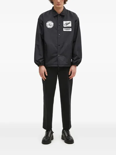 Neighborhood Logo-patch Coach Jacket In Black