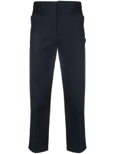 Neighborhood Logo-patch Cropped Trousers In Blue