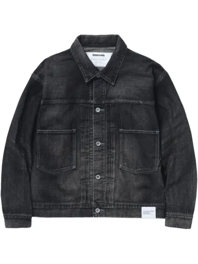 Neighborhood Logo-patch Denim Jacket In Black