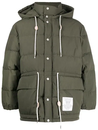 Neighborhood Logo-patch Padded Jacket In Green