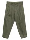 Neighborhood Logo-patch Tapered Trousers In Green