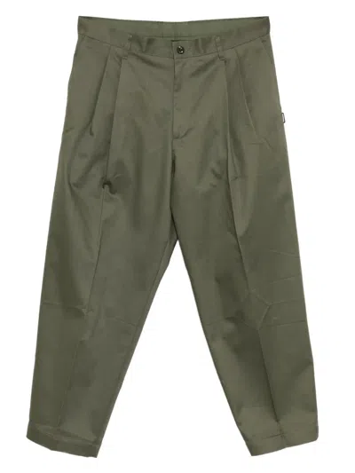 Neighborhood Logo-patch Tapered Trousers In Green