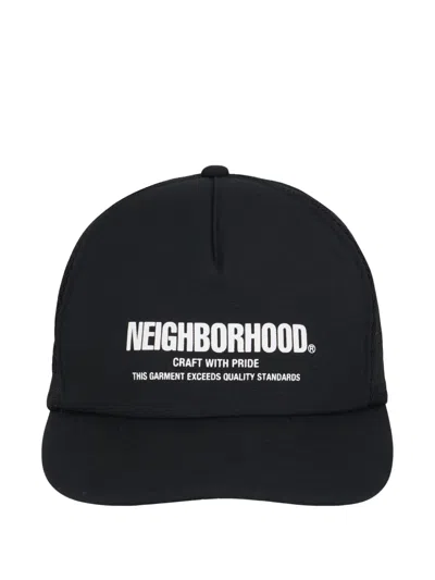 Neighborhood Logo-print Baseball Cap In Black