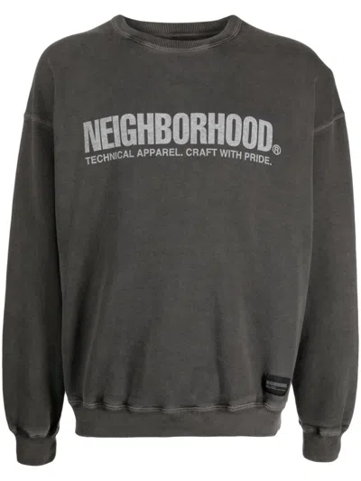 Neighborhood Logo-print Cotton Sweatshirt In Grey