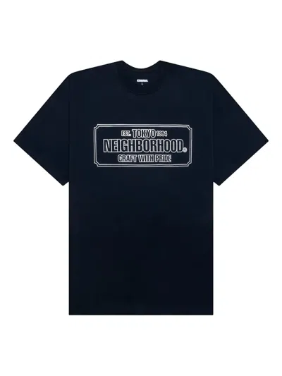 Neighborhood Logo-print Cotton T-shirt In Blue