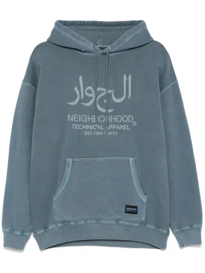 Neighborhood Logo-print Hoodie In Blau