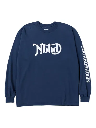 Neighborhood Logo-print Long-sleeve T-shirt In Blue