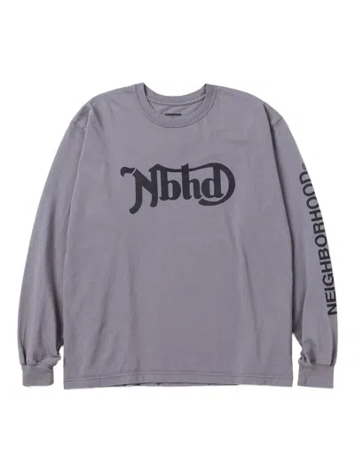 Neighborhood Logo-print Long-sleeve T-shirt In Gray
