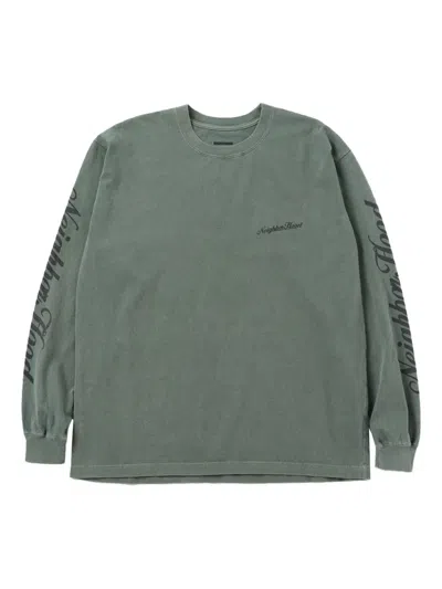 Neighborhood Logo-print Long-sleeve T-shirt In Green