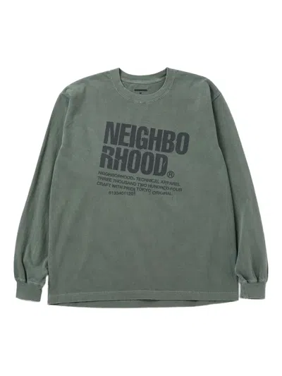 Neighborhood Logo-print Long-sleeve T-shirt In Green