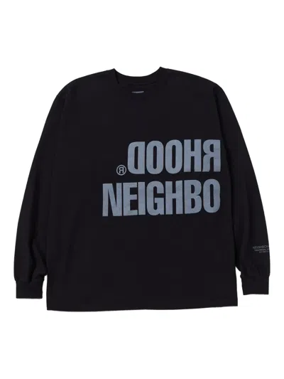 Neighborhood Logo-print Long-sleeves T-shirt In Black