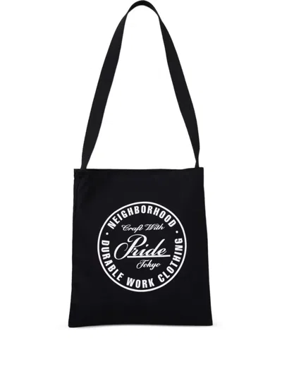 Neighborhood Logo-print Tote Bag In Black