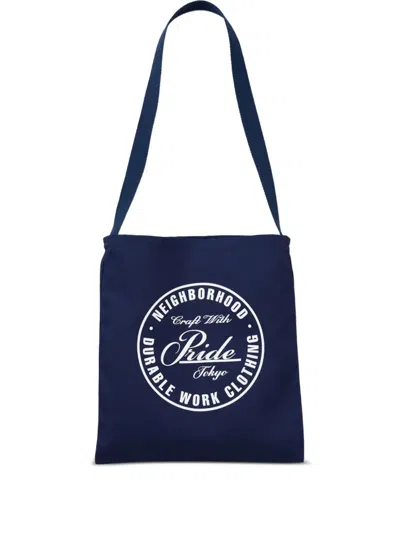 Neighborhood Logo-print Tote Bag In Blue