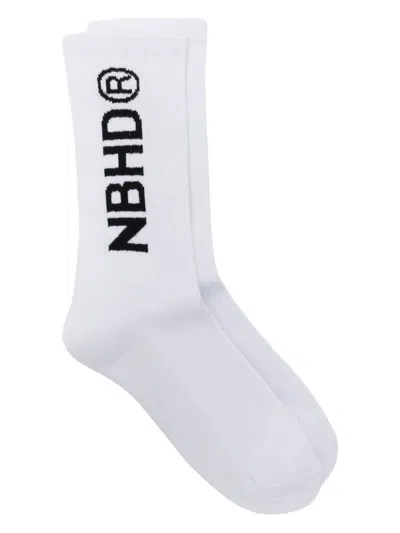 Neighborhood Logo Socks In White