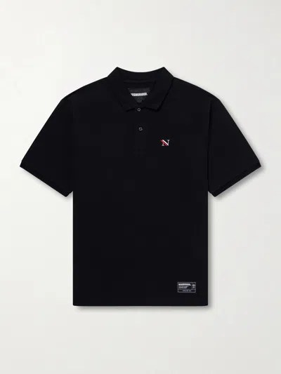 Neighborhood Logo-appliquéd Embroidered Cotton-piqué Polo Shirt In Black
