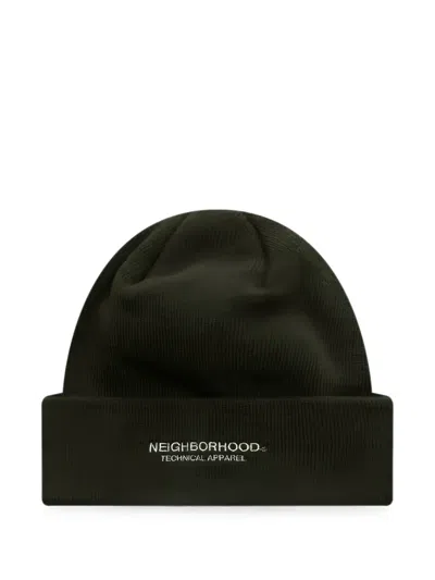 Neighborhood Logo-embroidered Beanie Hat In Green