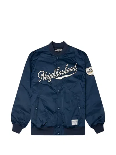 Neighborhood Logo-embroidered Patch-detail Jacket In Blue