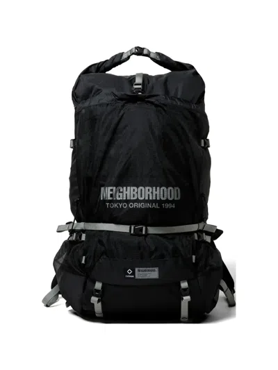 Neighborhood Logo-print Backpack In Black