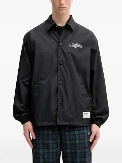 Neighborhood Logo-print Drawstring Jacket In Black