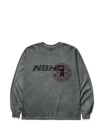 Neighborhood Logo-print Long-sleeved T-shirt In Gray