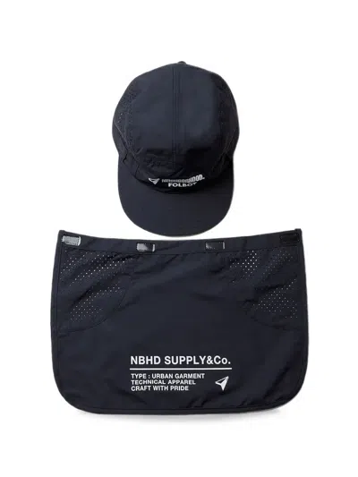 Neighborhood Logo-print Panelled Cap In Black