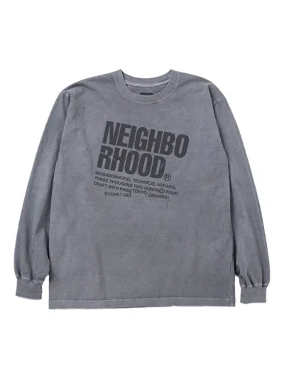 Neighborhood Long-sleeve Graphic T-shirt In Gray