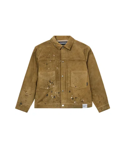 Neighborhood Long-sleeved Leather Jacket In Brown
