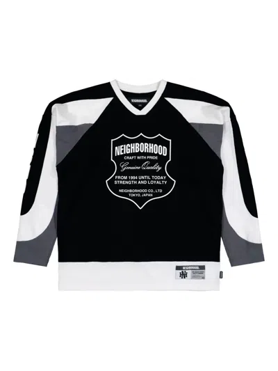 Neighborhood Long-sleeved Printed-logo Sweatshirt In Black