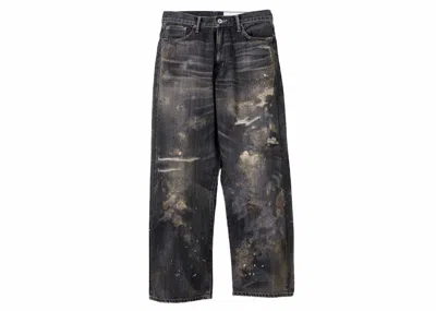 Pre-owned Neighborhood Men's  Savage Denim Dp Wide Pant In Black
