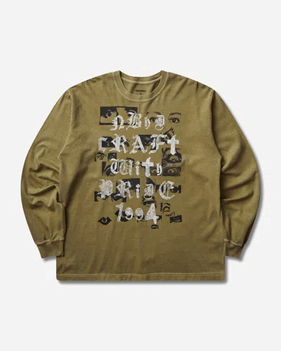 Neighborhood Men S Ls-5 Longsleeve T-shirt Olive Drab In White