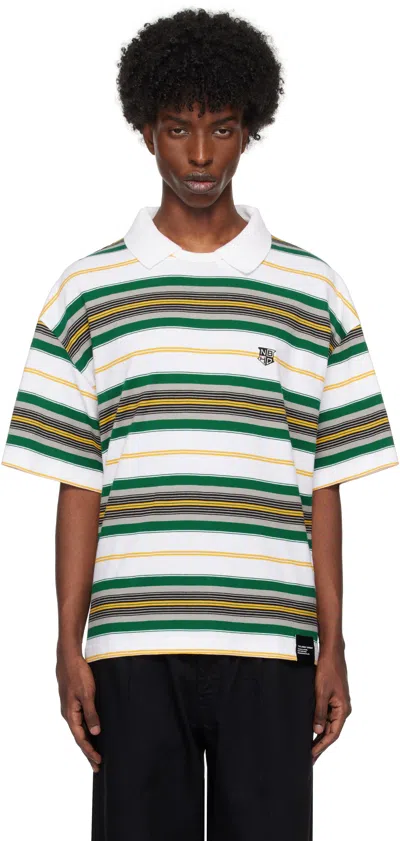 Neighborhood Multicolor Border Crewneck Polo In White