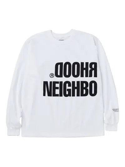 Neighborhood Nh-14 Long-sleeve Graphic T-shirt In White