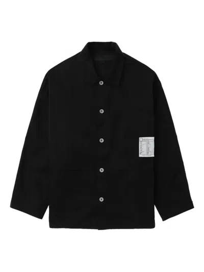 Neighborhood Patch-pocket Button-front Shirt Jacket In Gray