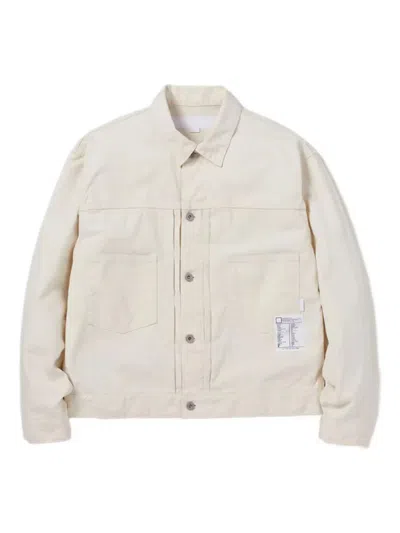 Neighborhood Patch-pocket Buttoned Denim Jacket In Gold