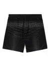 Neighborhood Patterned Denim Shorts In Black