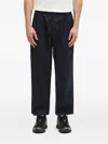 Neighborhood Baggysilhouette Easy Straight-leg Pleated Crepe Drawstring Trousers In Black