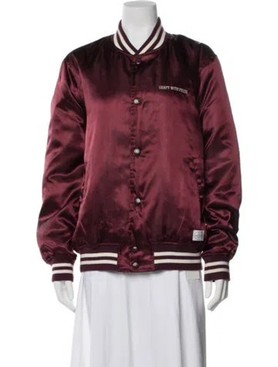 Pre-owned Neighborhood Printed Bomber Jacket In Burgundy