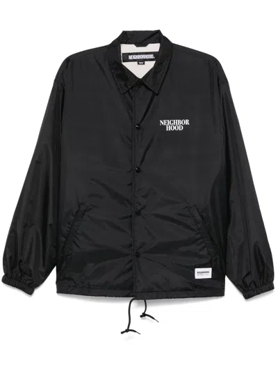 Neighborhood Printed Windbreaker In Black