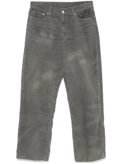 Neighborhood Savage Corduroy Wide-leg Trousers In Green